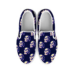 Trippy Skull Pattern Print White Slip On Shoes