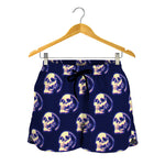 Trippy Skull Pattern Print Women's Shorts