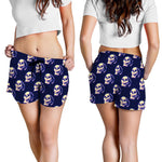 Trippy Skull Pattern Print Women's Shorts