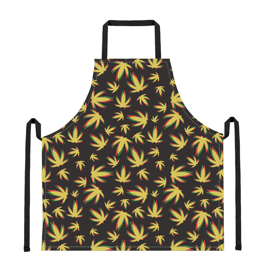 Trippy Weed Leaf Pattern Print Apron