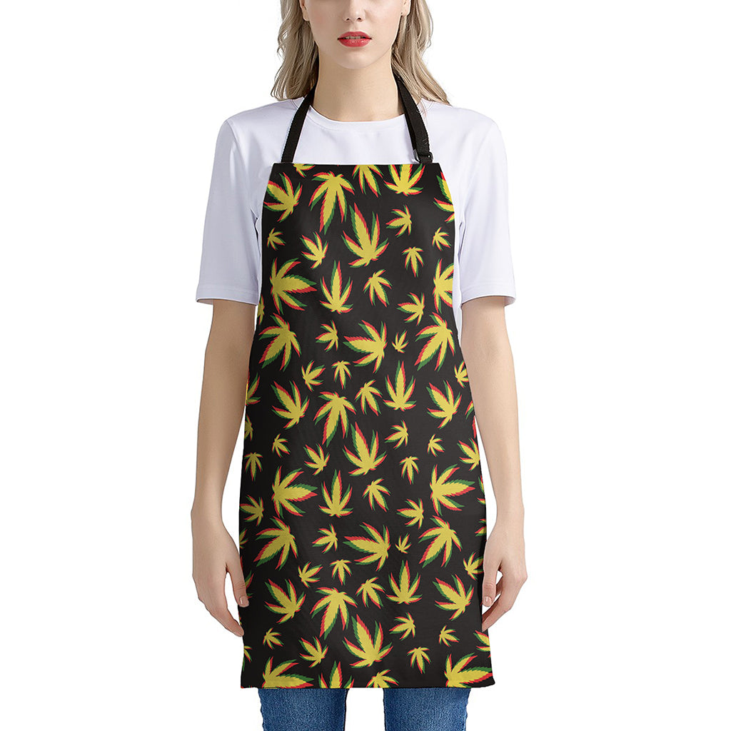 Trippy Weed Leaf Pattern Print Apron