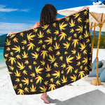 Trippy Weed Leaf Pattern Print Beach Sarong Wrap