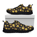 Trippy Weed Leaf Pattern Print Black Running Shoes