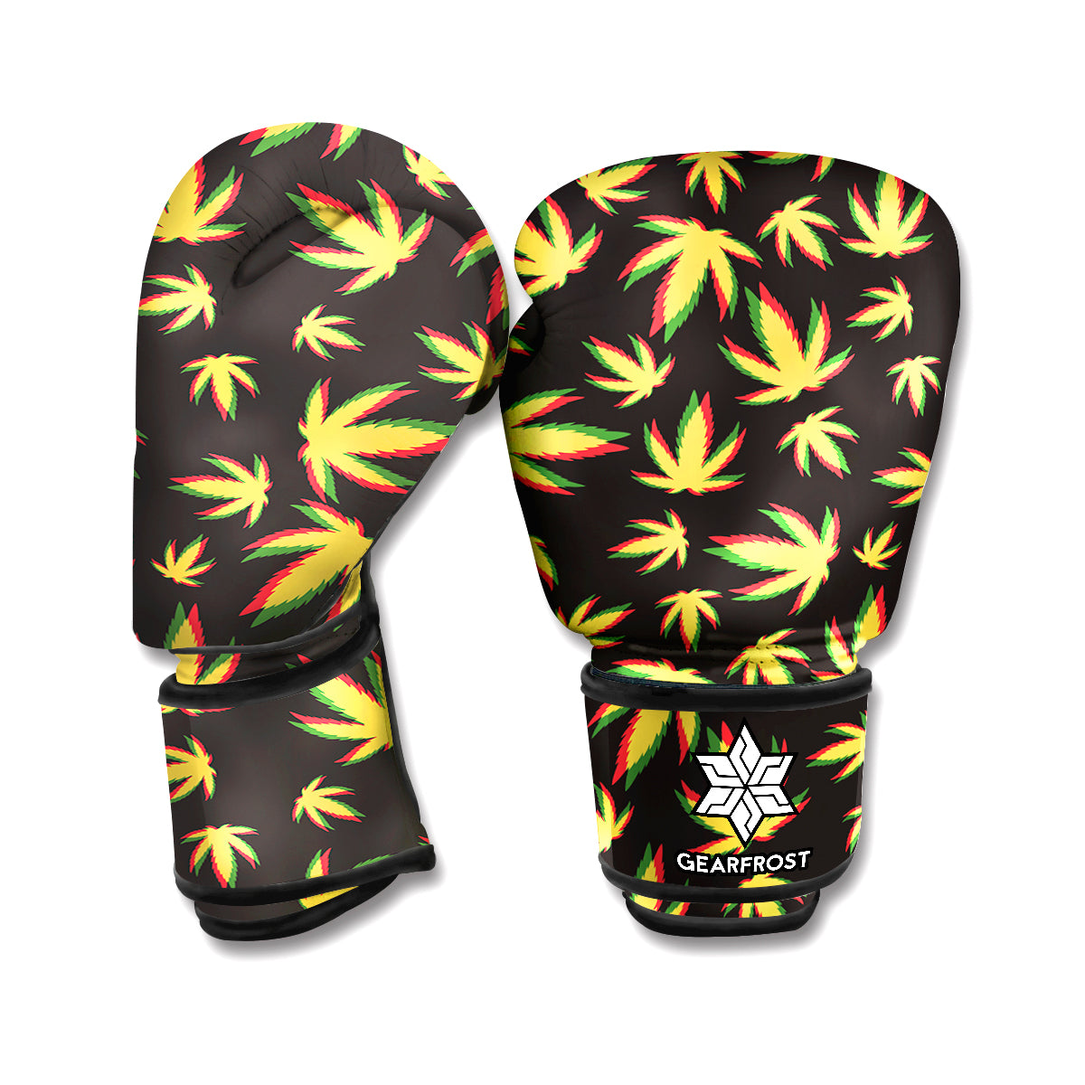 Trippy Weed Leaf Pattern Print Boxing Gloves