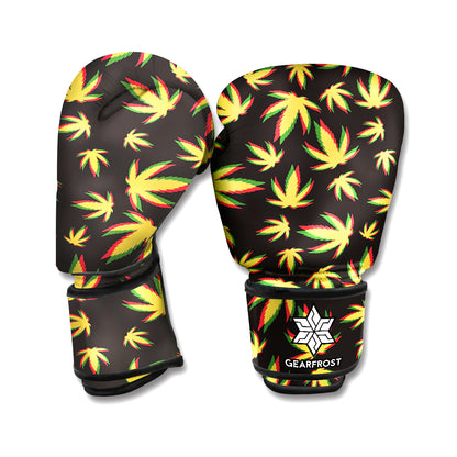 Trippy Weed Leaf Pattern Print Boxing Gloves