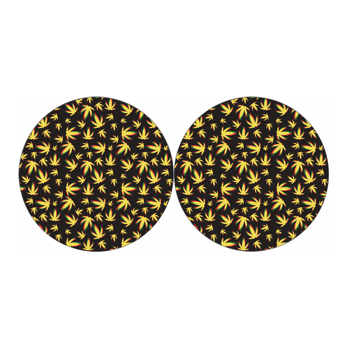 Trippy Weed Leaf Pattern Print Car Coasters