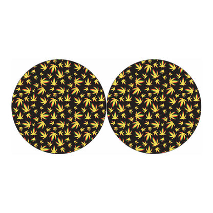 Trippy Weed Leaf Pattern Print Car Coasters
