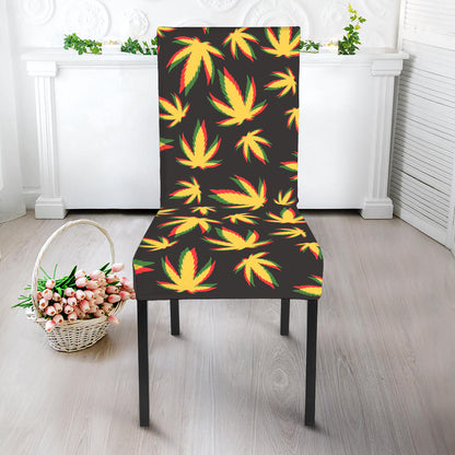 Trippy Weed Leaf Pattern Print Dining Chair Slipcover