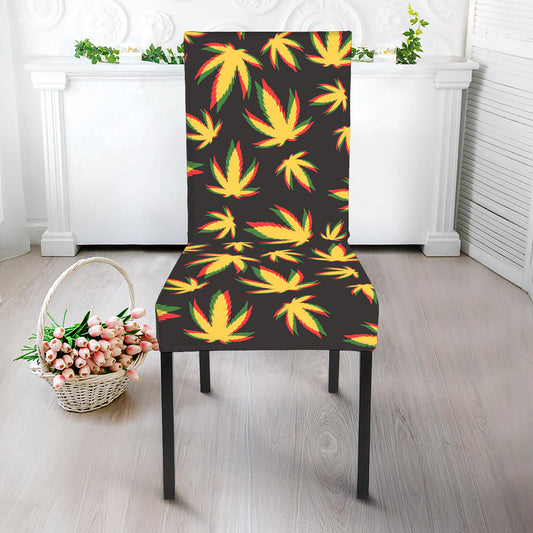 Trippy Weed Leaf Pattern Print Dining Chair Slipcover