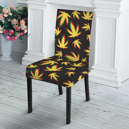 Trippy Weed Leaf Pattern Print Dining Chair Slipcover