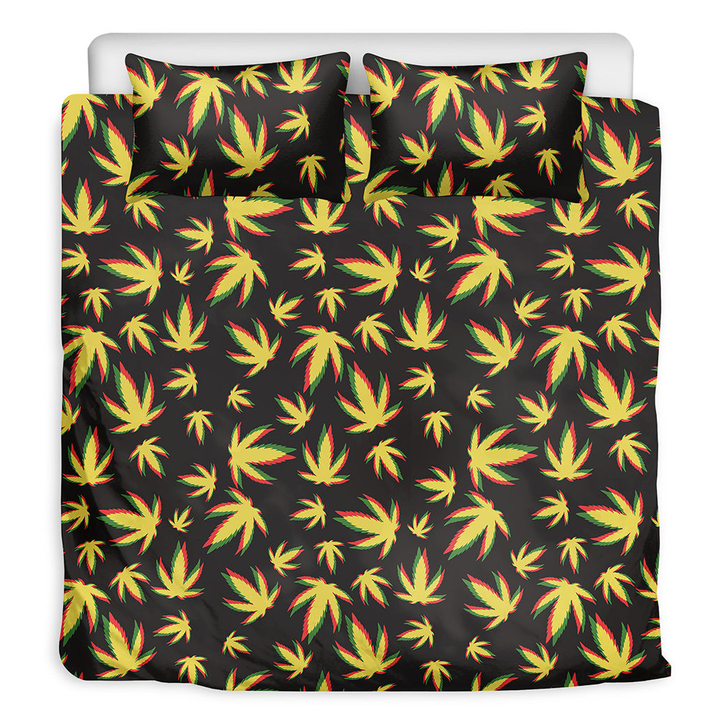 Trippy Weed Leaf Pattern Print Duvet Cover Bedding Set