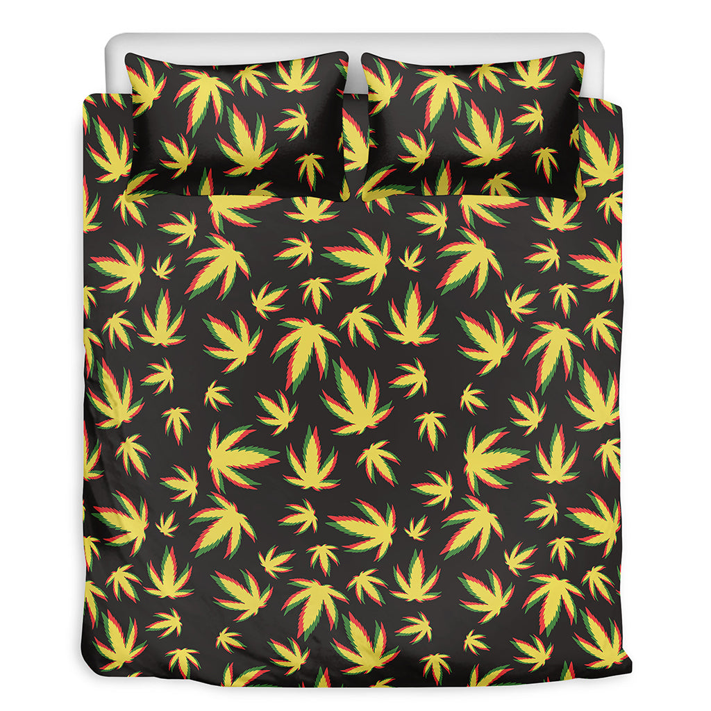 Trippy Weed Leaf Pattern Print Duvet Cover Bedding Set