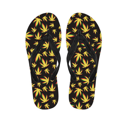 Trippy Weed Leaf Pattern Print Flip Flops