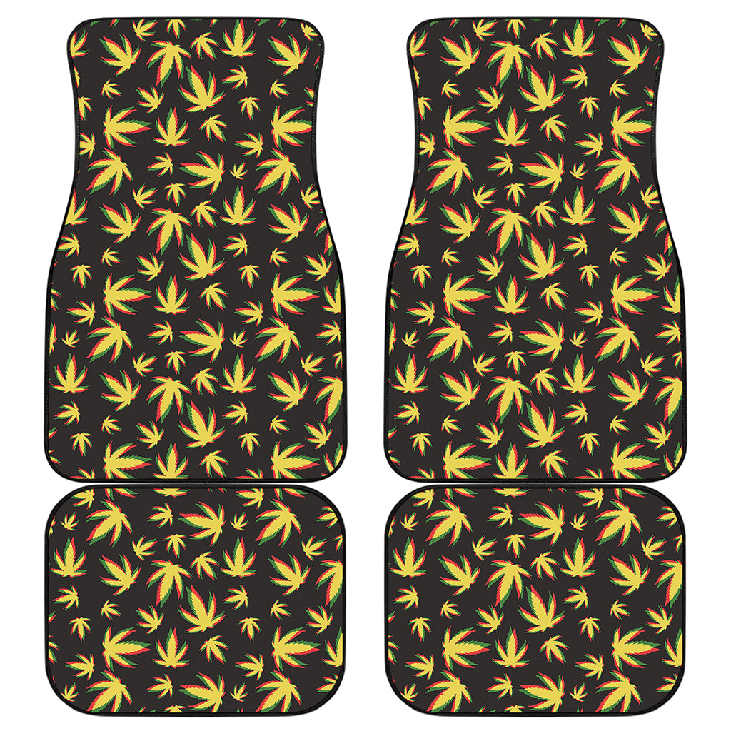 Trippy Weed Leaf Pattern Print Front and Back Car Floor Mats