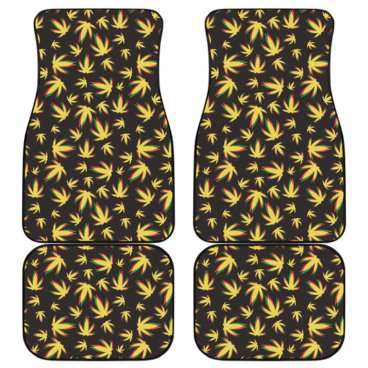 Trippy Weed Leaf Pattern Print Front and Back Car Floor Mats