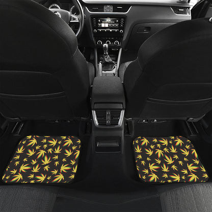Trippy Weed Leaf Pattern Print Front and Back Car Floor Mats