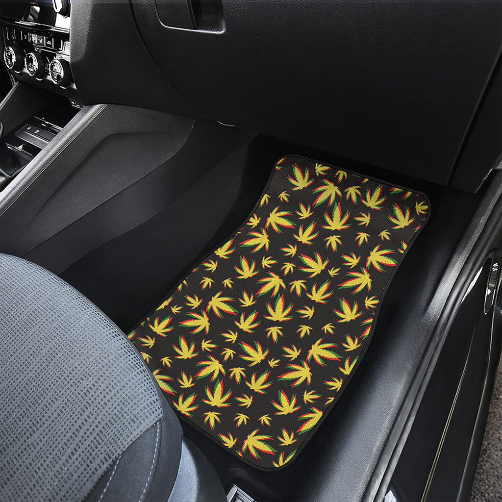 Trippy Weed Leaf Pattern Print Front and Back Car Floor Mats