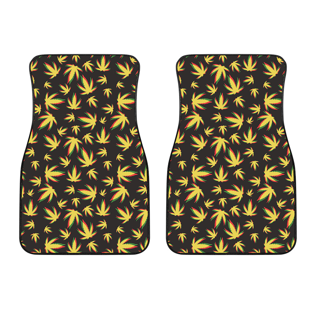 Trippy Weed Leaf Pattern Print Front Car Floor Mats