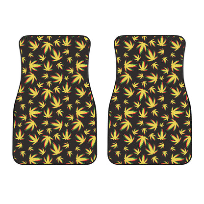 Trippy Weed Leaf Pattern Print Front Car Floor Mats