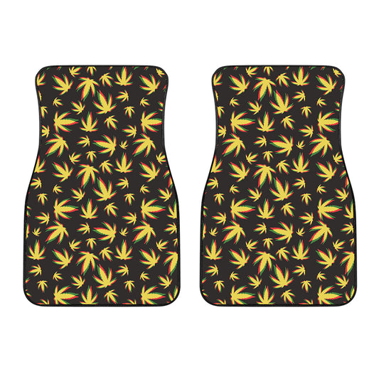 Trippy Weed Leaf Pattern Print Front Car Floor Mats