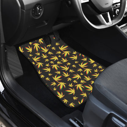 Trippy Weed Leaf Pattern Print Front Car Floor Mats
