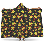 Trippy Weed Leaf Pattern Print Hooded Blanket