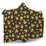 Trippy Weed Leaf Pattern Print Hooded Blanket
