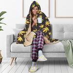 Trippy Weed Leaf Pattern Print Hooded Blanket