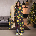 Trippy Weed Leaf Pattern Print Hooded Blanket