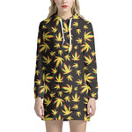 Trippy Weed Leaf Pattern Print Hoodie Dress