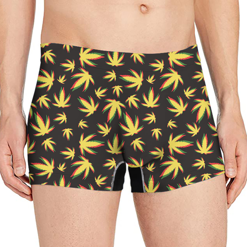 Trippy Weed Leaf Pattern Print Men's Boxer Briefs