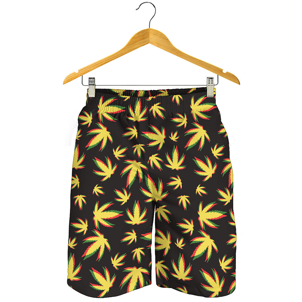 Trippy Weed Leaf Pattern Print Men's Shorts