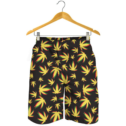 Trippy Weed Leaf Pattern Print Men's Shorts