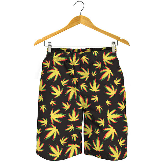 Trippy Weed Leaf Pattern Print Men's Shorts