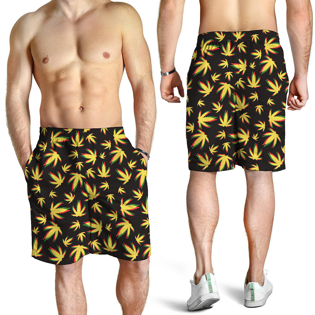Trippy Weed Leaf Pattern Print Men's Shorts