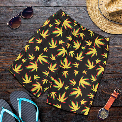 Trippy Weed Leaf Pattern Print Men's Shorts