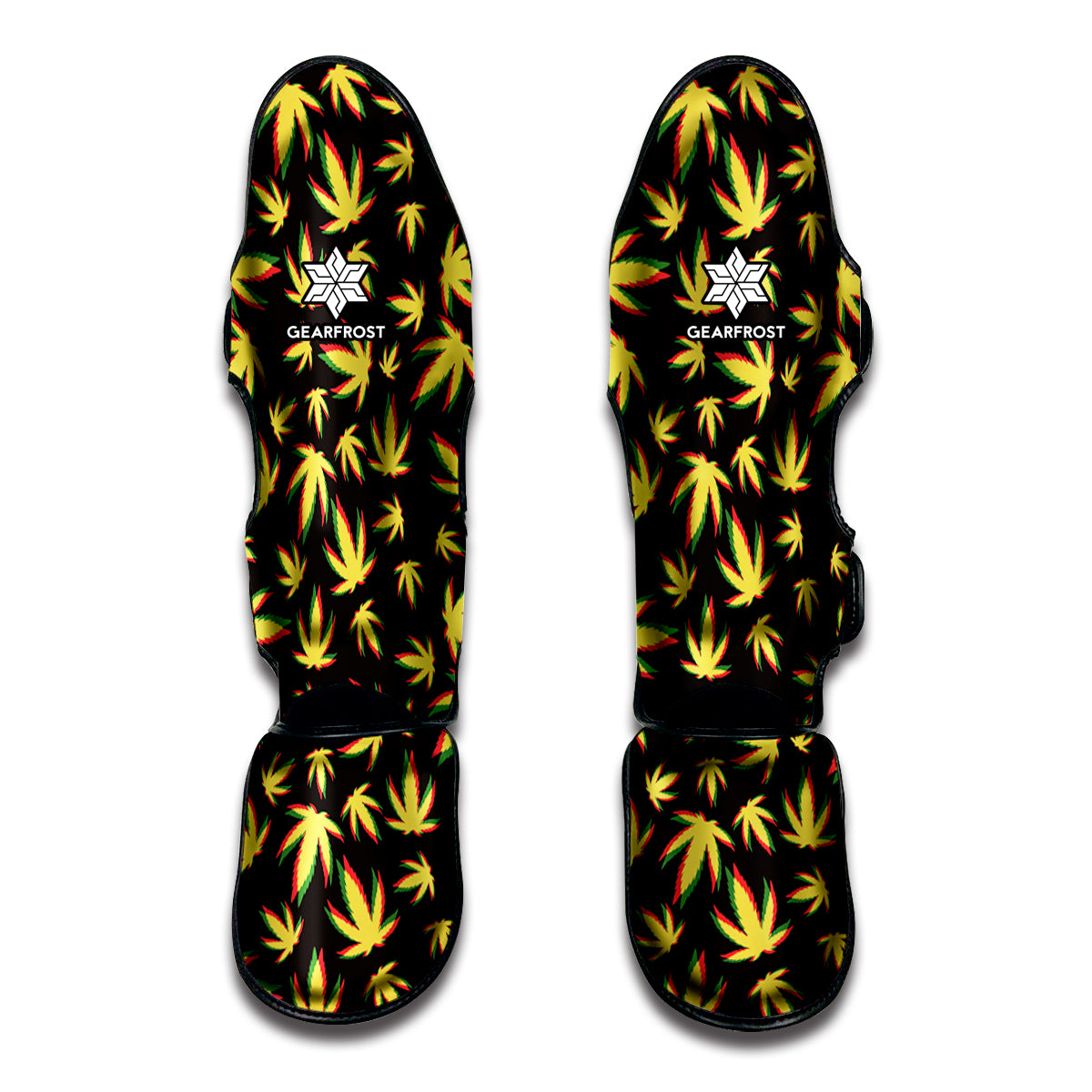 Trippy Weed Leaf Pattern Print Muay Thai Shin Guard