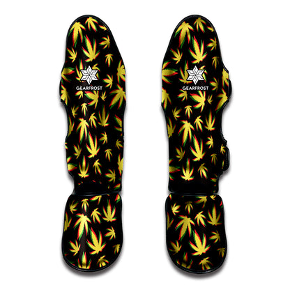 Trippy Weed Leaf Pattern Print Muay Thai Shin Guard