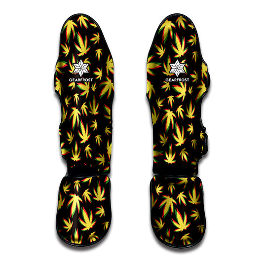 Trippy Weed Leaf Pattern Print Muay Thai Shin Guard