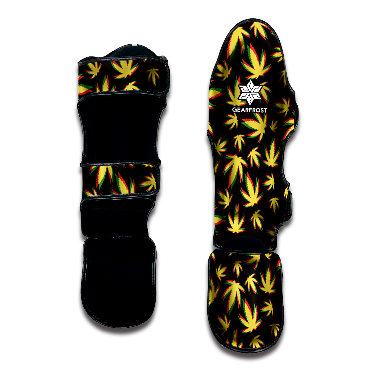Trippy Weed Leaf Pattern Print Muay Thai Shin Guard