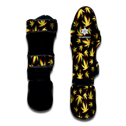 Trippy Weed Leaf Pattern Print Muay Thai Shin Guard