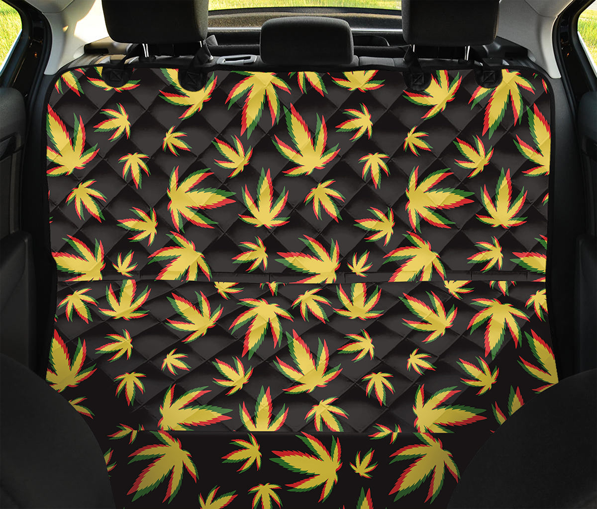 Trippy Weed Leaf Pattern Print Pet Car Back Seat Cover