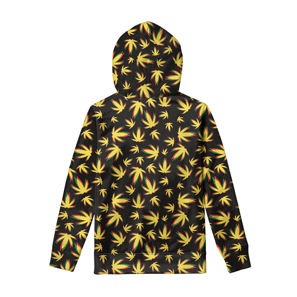 Trippy Weed Leaf Pattern Print Pullover Hoodie