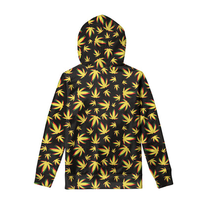 Trippy Weed Leaf Pattern Print Pullover Hoodie