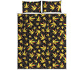 Trippy Weed Leaf Pattern Print Quilt Bed Set