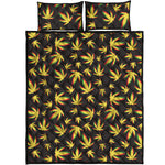 Trippy Weed Leaf Pattern Print Quilt Bed Set
