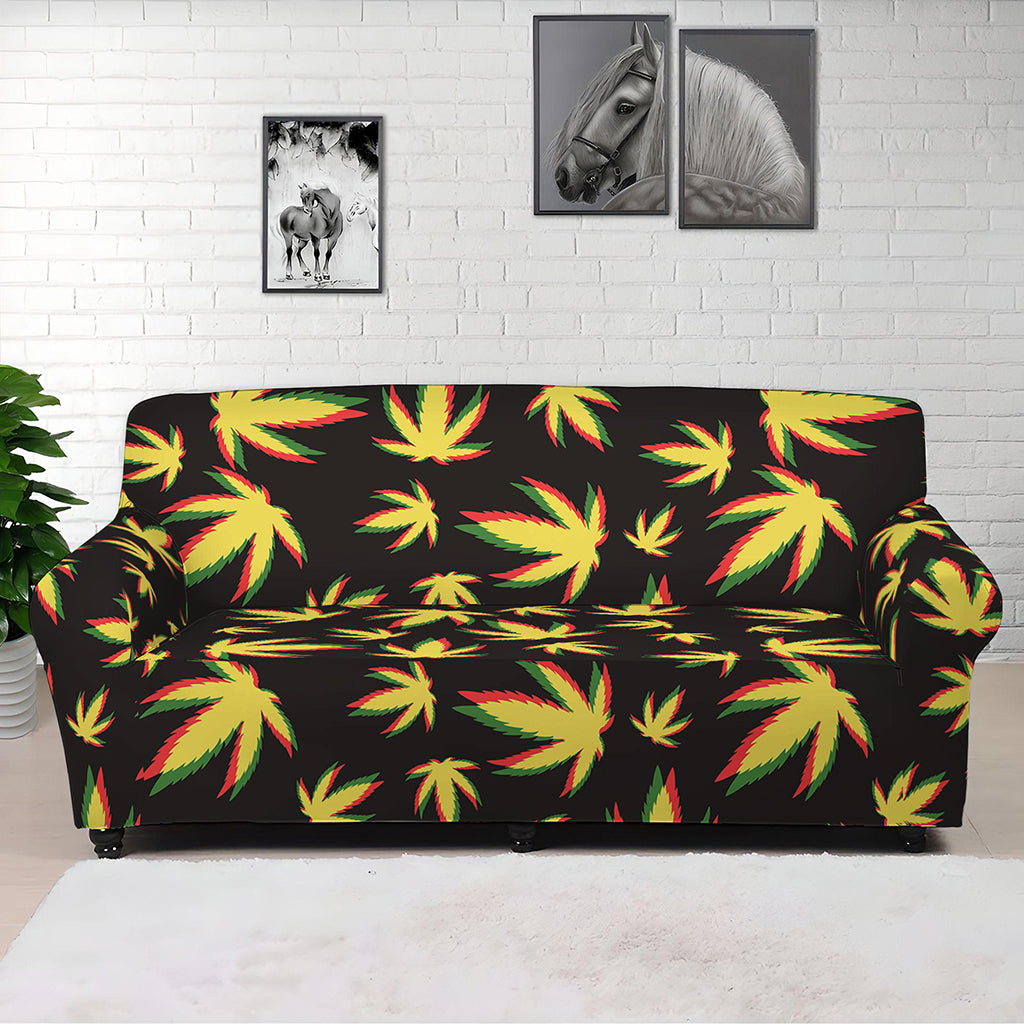 Trippy Weed Leaf Pattern Print Sofa Cover
