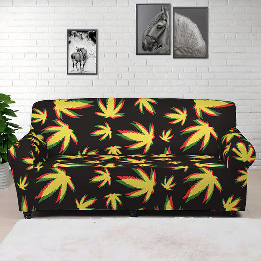 Trippy Weed Leaf Pattern Print Sofa Cover