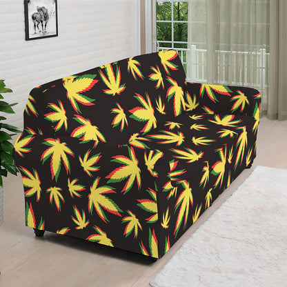 Trippy Weed Leaf Pattern Print Sofa Cover