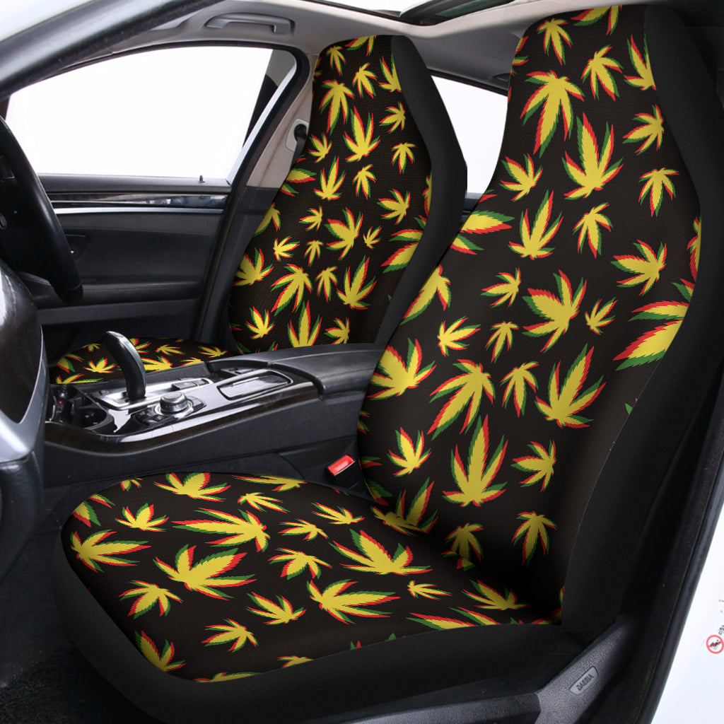 Trippy Weed Leaf Pattern Print Universal Fit Car Seat Covers
